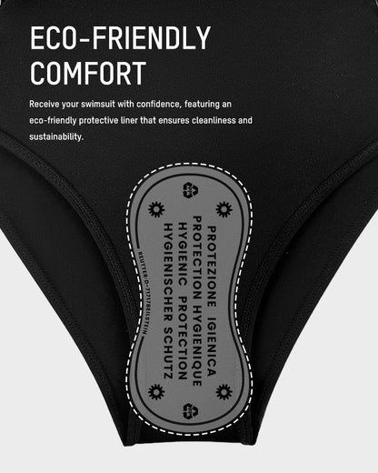 Two-Piece Deep Plunge Swimsuit with Halter Bra Overlay