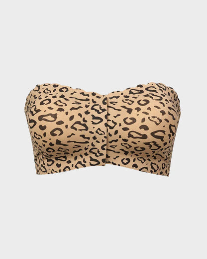 Strapless Front Closure Leopard Print Bra